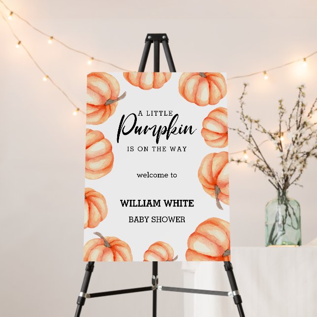Little Pumpkin Halloween Fall Baby Welcome Sign (In Situ (Stand))