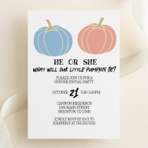 Little Pumpkin Halloween Gender Reveal Party Invitation