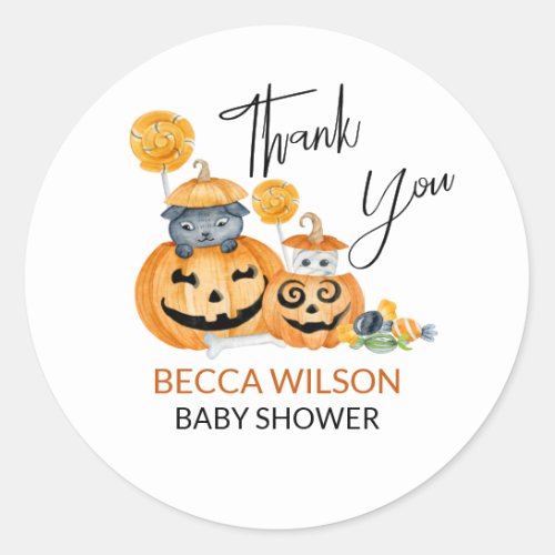 Little Pumpkin Halloween Personalized Thank You Classic Round Sticker