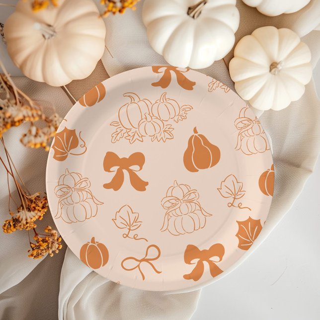 Little Pumpkin Handdrawn orange Baby shower Paper Plates (Creator Uploaded)