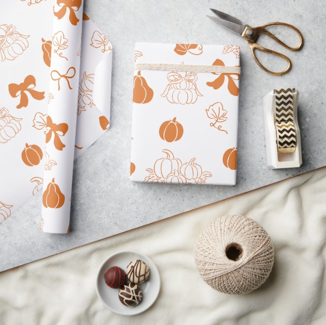 Little Pumpkin Handdrawn orange Baby shower Wrapping Paper (Crafts)