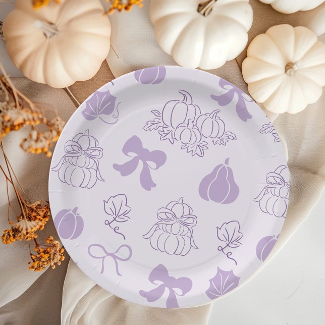 Little Pumpkin Handdrawn Purple Baby shower Paper Plates (Creator Uploaded)