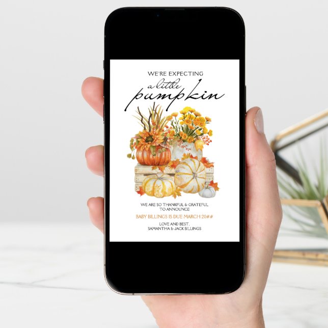 Little Pumpkin Harvest Thankful Grateful Pregnancy Announcement (Front Digital)