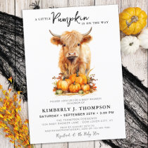 Little Pumpkin Highland Cow Autumn Baby Shower Invitation