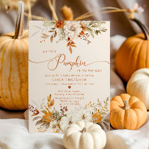 Little pumpkin in on the way baby shower invitation