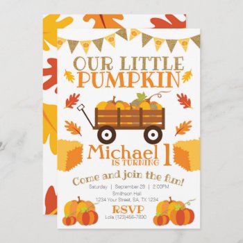 Little Pumpkin Invitation  Pumpkin Patch Birthday Invitation by PerfectPrintableCo at Zazzle