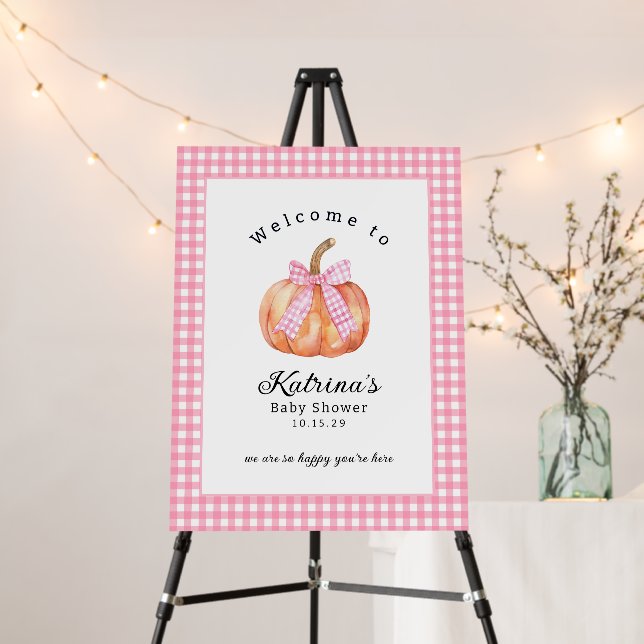 Little Pumpkin is Almost Here Baby Shower Welcome Foam Board (In Situ (Stand))