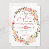 little pumpkin is on her way fall baby shower  inv invitation