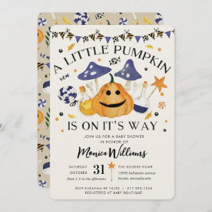 Little Pumpkin is on its Way Halloween Baby Shower Invitation