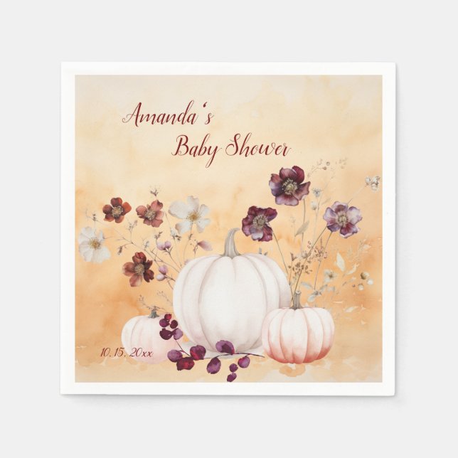Little Pumpkin is on The Way Autumn Baby Shower Napkins (Front)