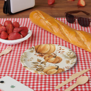 Little Pumpkin is on The Way Autumn Baby Shower Paper Plates