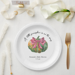 Little Pumpkin is on the way Autumn baby shower  Paper Plates