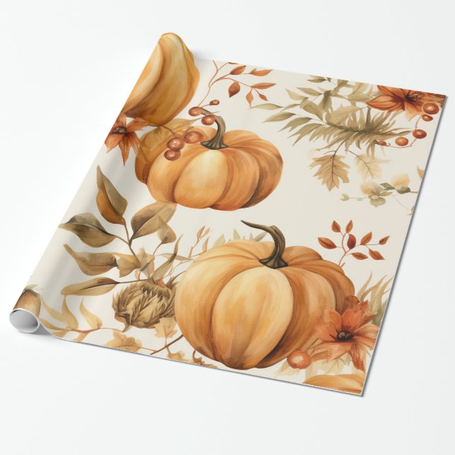 Little Pumpkin is on The Way Autumn Baby Shower Wrapping Paper (Unrolled)
