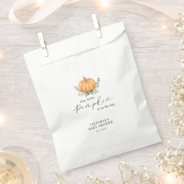 Little Pumpkin is on the way Baby Shower Favor Bag (Clipped)