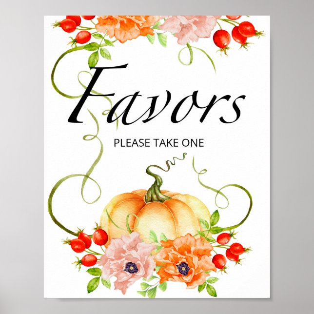 Little pumpkin is on the way baby shower favors poster (Front)
