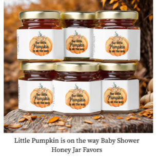 Little Pumpkin is on the way Baby Shower Honey Jar Favors