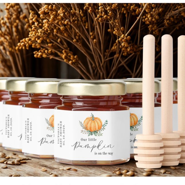 Little Pumpkin is on the way Baby Shower Honey Jar Favors (Creator Uploaded)