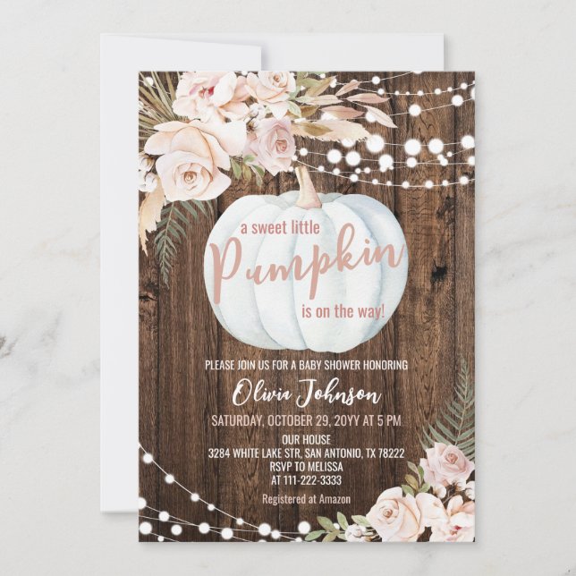 Little Pumpkin is on the way Baby Shower Invitation (Front)