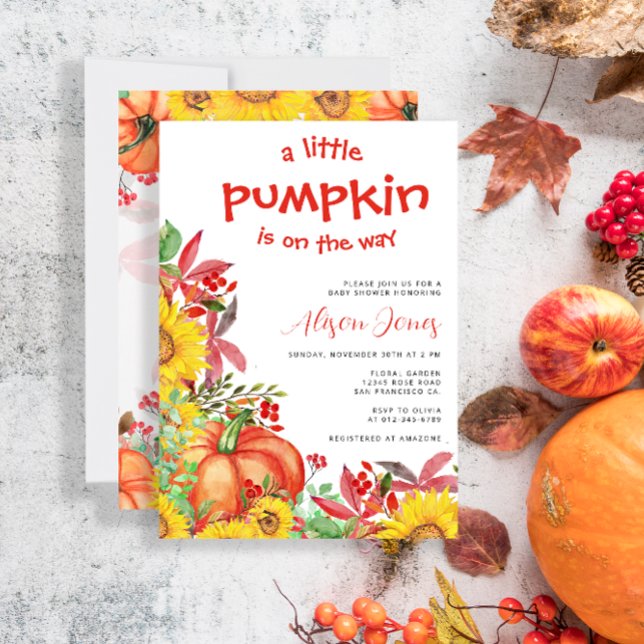 Little pumpkin is on the way baby shower invitation (Creator Uploaded)
