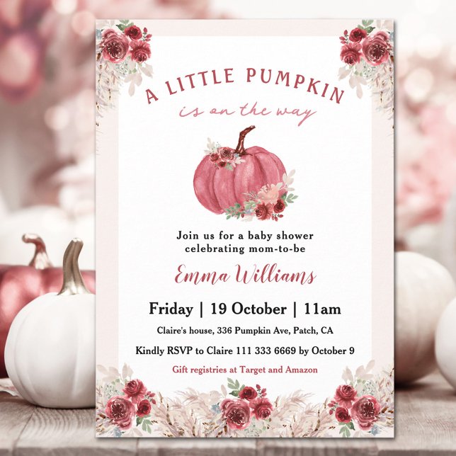 Little Pumpkin Is On The Way Baby Shower Invitation (Little Pumpkin Is On The Way Baby Shower Invitation)