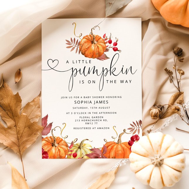 Little pumpkin is on the way baby shower  invitation (Creator Uploaded)