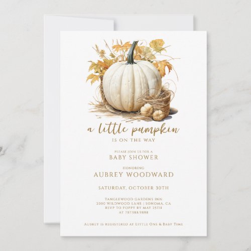 Little Pumpkin Is On The Way Baby Shower Invitation