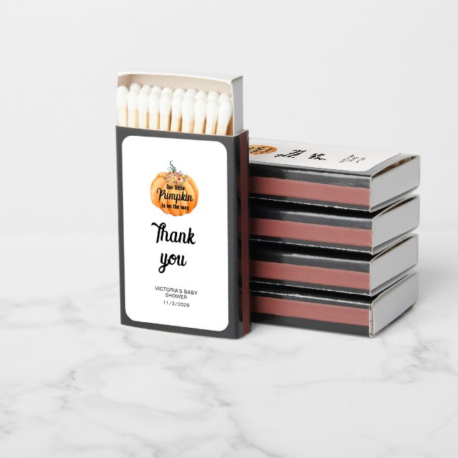 Little Pumpkin is on the way Baby Shower  Matchboxes (Stacked)