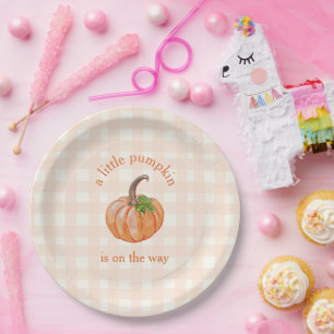 Little Pumpkin Is on the Way Baby Shower Paper Plates