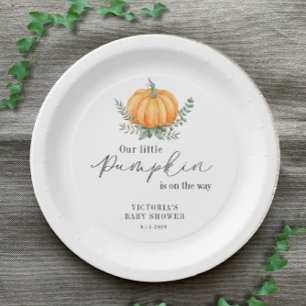 Little Pumpkin is on the way Baby Shower Paper Plates