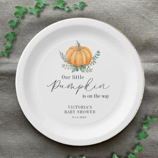 Little Pumpkin is on the way Baby Shower Paper Plates (Creator Uploaded)