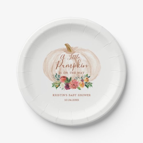 Little Pumpkin Is On The Way Baby Shower Paper Plates
