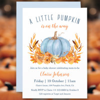 Little Pumpkin Is On The Way Blue Boy Baby Shower