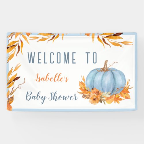 Little Pumpkin Is On The Way Blue Welcome Banner