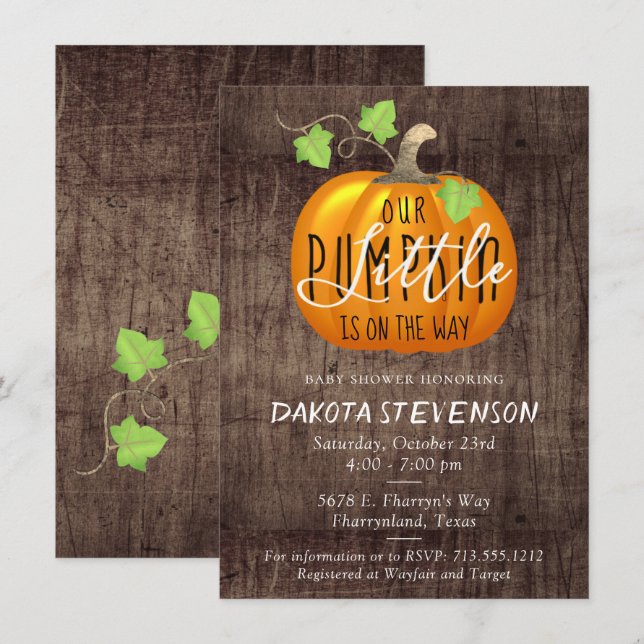 Little Pumpkin is on the Way | Cute Baby Shower Invitation (Front/Back)