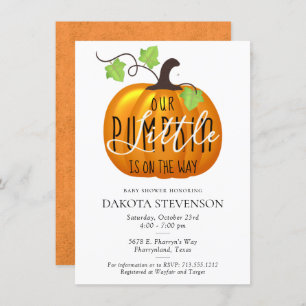 Little Pumpkin is on the Way Cute Baby Shower Invitation