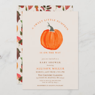 little pumpkin is on the way fall baby shower inv invitation