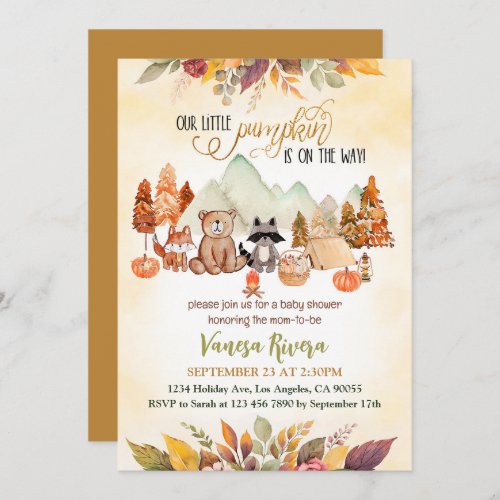 Little Pumpkin Is on the Way Fall Baby Shower Invitation
