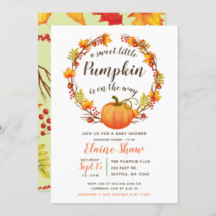 little pumpkin is on the way fall baby shower invitation