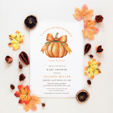 little pumpkin is on the way fall baby shower invitation