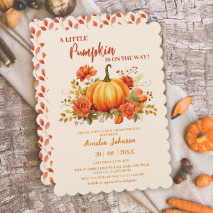 Little Pumpkin is on the way Fall Baby Shower Invitation