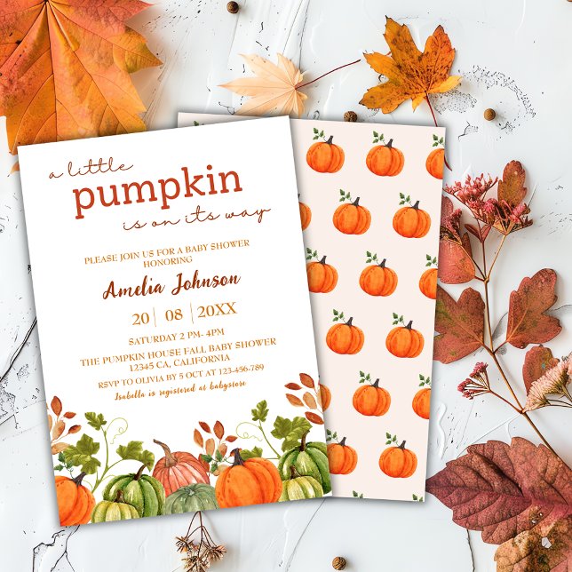 Little Pumpkin is on the way Fall Baby Shower  Invitation (Creator Uploaded)