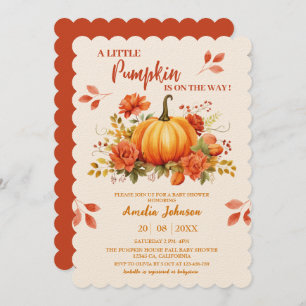 Little Pumpkin is on the way Fall Baby Shower Invitation
