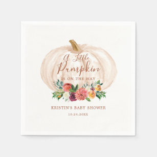Little Pumpkin Is On The Way Fall Baby Shower Napkins