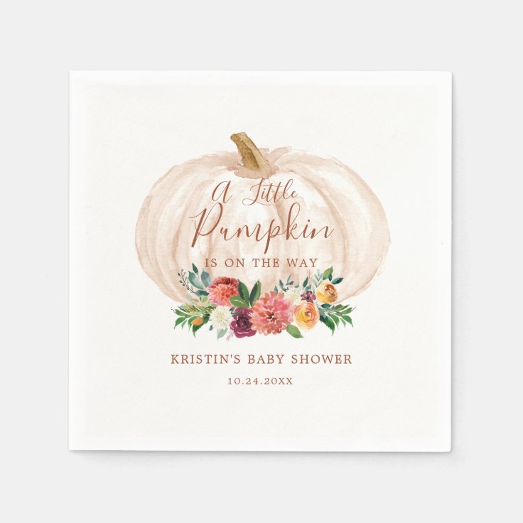 Little Pumpkin Is On The Way Fall Baby Shower Napkins Zazzle