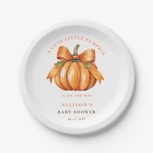 little pumpkin is on the way fall baby shower paper plates