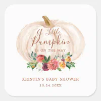 Pumpkin Envelope seal sticker Baby shower Floral