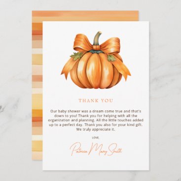 Little Pumpkin Is On The Way Fall Baby Shower Thank You Card
