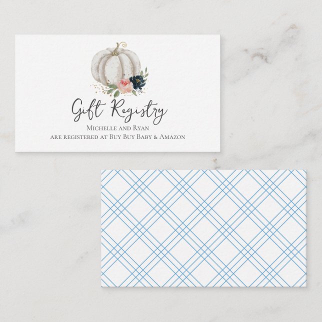 Little Pumpkin Is On The Way Gift Registry Enclosure Card (Front/Back)