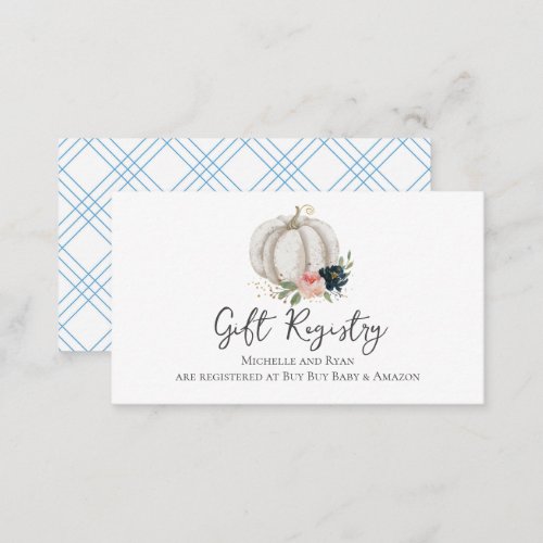Little Pumpkin Is On The Way Gift Registry Enclosure Card