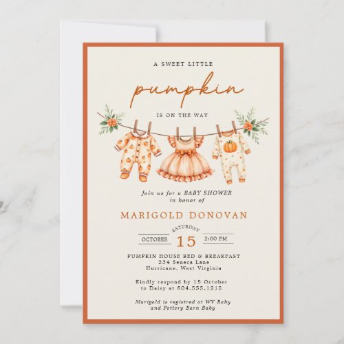 Little Pumpkin is on the Way Gingham Baby Shower  Invitation